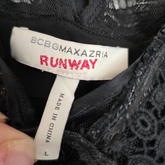 BCBGMAXAZRIA Runway Womens Black Dress Metallic Silk Blend - Picture 4 of 5